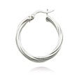 14K White Gold 3.25x20mm Polished Twisted Hoops