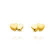 14K Yellow Gold Polished & Satin Double Heart Post Earrings