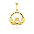 14K Yellow Gold Smooth, Polished Claddagh Pendant