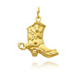 14K Yellow Gold 3D Cowboy Boot Pendant