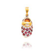 14K Yellow Gold & Rhodium October/Pink Tourmaline Baby Shoe Charm