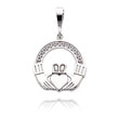 14K White Gold Polished Claddagh Charm