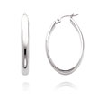 14K White Gold 3.50mm Oval Classic Hoops