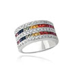 14K White Gold Rainbow Sapphire & Diamond Row Ring