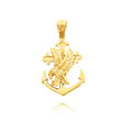 14K Yellow Gold Mariner Cross Pendant with Eagle