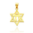 14K Yellow Gold Star of David Chai Charm