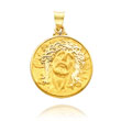14K Yellow Gold Round Head of Christ Medal