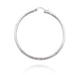 14K White Gold 2x45mm Diamond Cut Round Tube Hoops