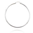 14K White Gold 2x50mm Diamond Cut Round Tube Hoops