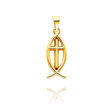 14K Yellow Gold Ichthus Fish with Cross Pendant