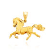 14K Yellow Gold Solid Horse Pendant