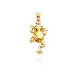 14K Yellow Gold Frog with Enameled Eyes Charm