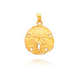 14K Yellow Gold Polished Sand Dollar Pendant