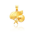 14K Yellow Gold Shell Cluster Pendant