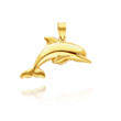 14K Yellow Gold 3D Polished Dolphin Pendant