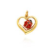 14K Yellow Gold Enameled Ladybug Heart Charm