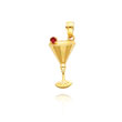 14K Yellow Gold Martini Glass with Red CZ Cherry Charm