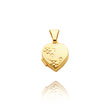 14K Yellow Gold Small Heart-Shaped Floral Locket
