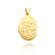 14K Yellow Gold Oval-Shaped Floral Scroll Locket