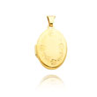 14K Yellow Gold Oval-Shaped Floral Trim Locket