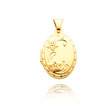 14K Yellow Gold Small Oval-Shaped Floral Locket