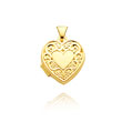 14K Yellow Gold Heart-Shaped Scroll Trim Locket