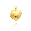 14K Yellow Gold Floral Design Domed Heart Locket