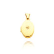 14K Yellow Gold Tiny Oval-Shaped Diamond Locket