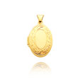 14K Yellow Gold Small Oval-Shaped Scroll Trim Locket