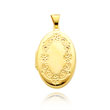 14K Yellow Gold Large Oval-Shaped Floral Trim Locket