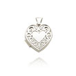 14K White Gold Heart-Shaped Scroll Trim Locket