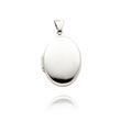 14K White Gold Small Oval-Shaped Plain Polished Locket