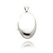 14K White Gold Plain Domed Oval Locket