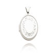 14K White Gold Beaded Edge Oval Locket