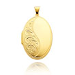 14K Yellow Gold Large Heavyweight Oval-Shaped Swirl Locket