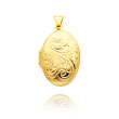 14K Yellow Gold Domed Oval-Shaped Scroll Design Locket