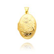 14K Yellow Gold Domed Oval-Shaped Scroll Design Locket