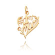 14K Yellow Gold Heart-Shaped "#1 Mom" Charm