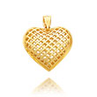 14K Yellow Gold Large Mesh Heart Pendant