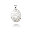 14K White Gold Reversible "Love You Always" Oval-Shaped Locket
