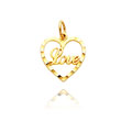 14K Yellow Gold Heart-Shaped "Love" Charm