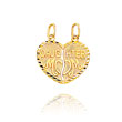 14K Yellow Gold Heart-Shaped Mom & Daughter Break-Apart Charm
