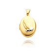 14K Yellow Gold & Rhodium Oval-Shaped Reversible Praying Hands Locket