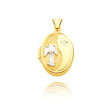14K Yellow Gold & Rhodium Oval-Shaped Reversible Guardian Angel Locket