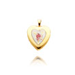 14K Yellow Gold Heart-Shaped Enameled Rose Locket