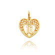 14K Yellow Gold Sweet "16" Heart Charm