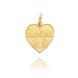 14K Yellow Gold "Grandma" Floral Heart Charm