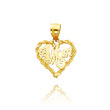 14K Yellow Gold "#1 Mom" Rope Heart Charm
