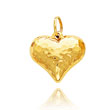 14K Yellow Gold Medium Hollow Hammered Heart Charm