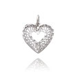 14K White Gold Diamond-Cut Filigree Heart Charm